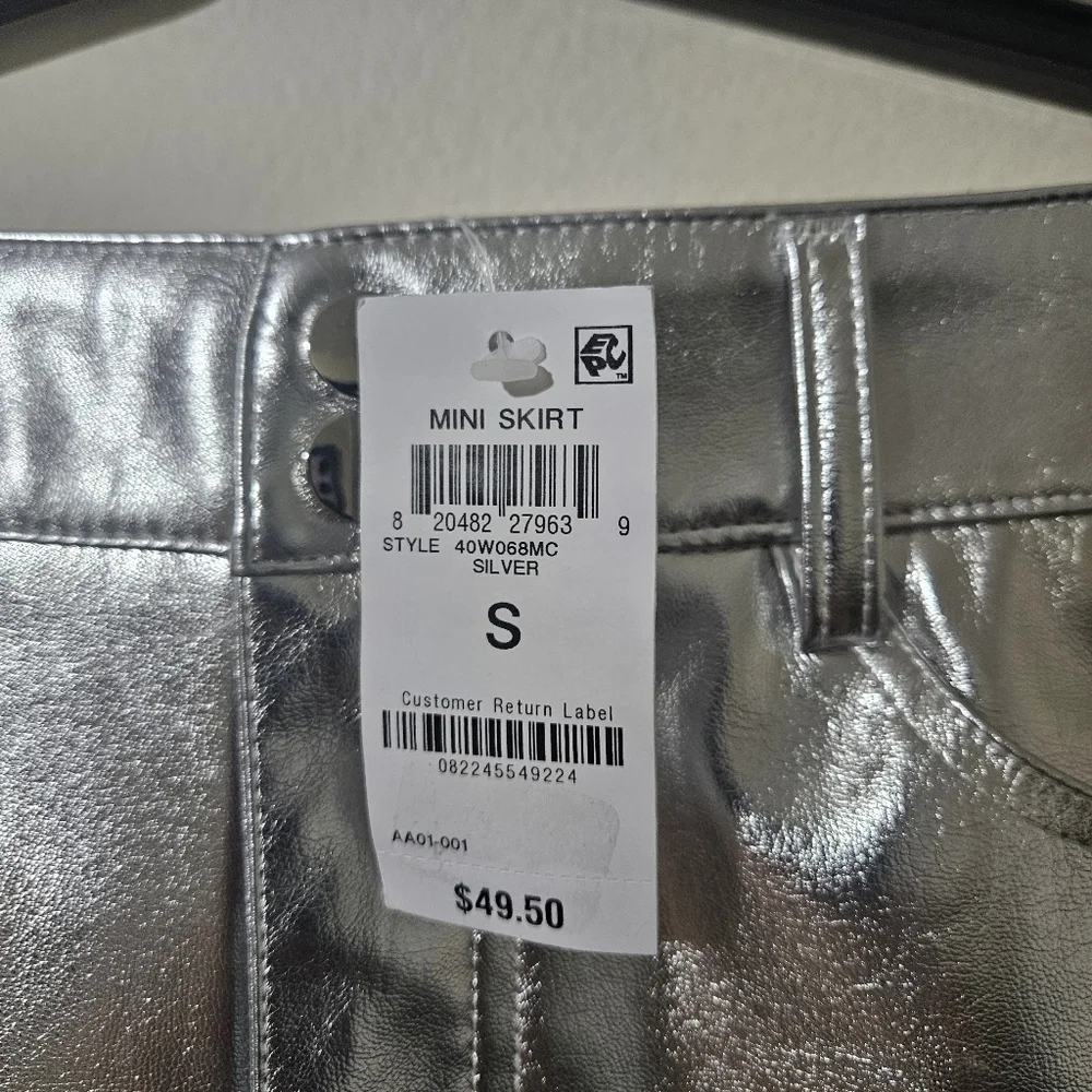 And Now This Metallic Faux Leather Mini Skirt NWT!